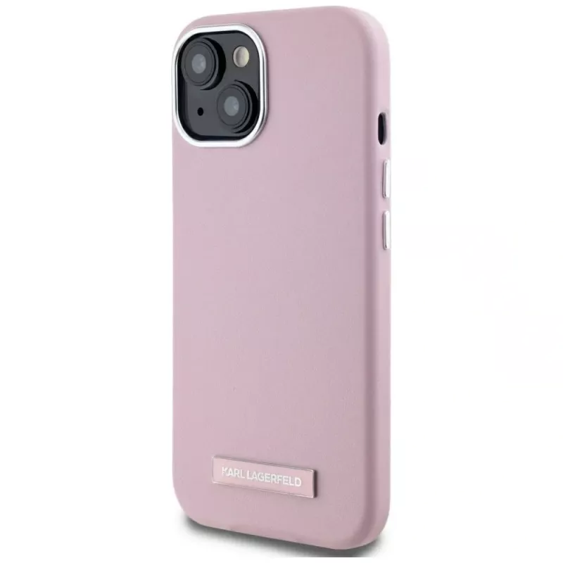 KARL LAGERFELD FW Metal Plate MagSafe -takakansi Apple iPhone 15, pinkki