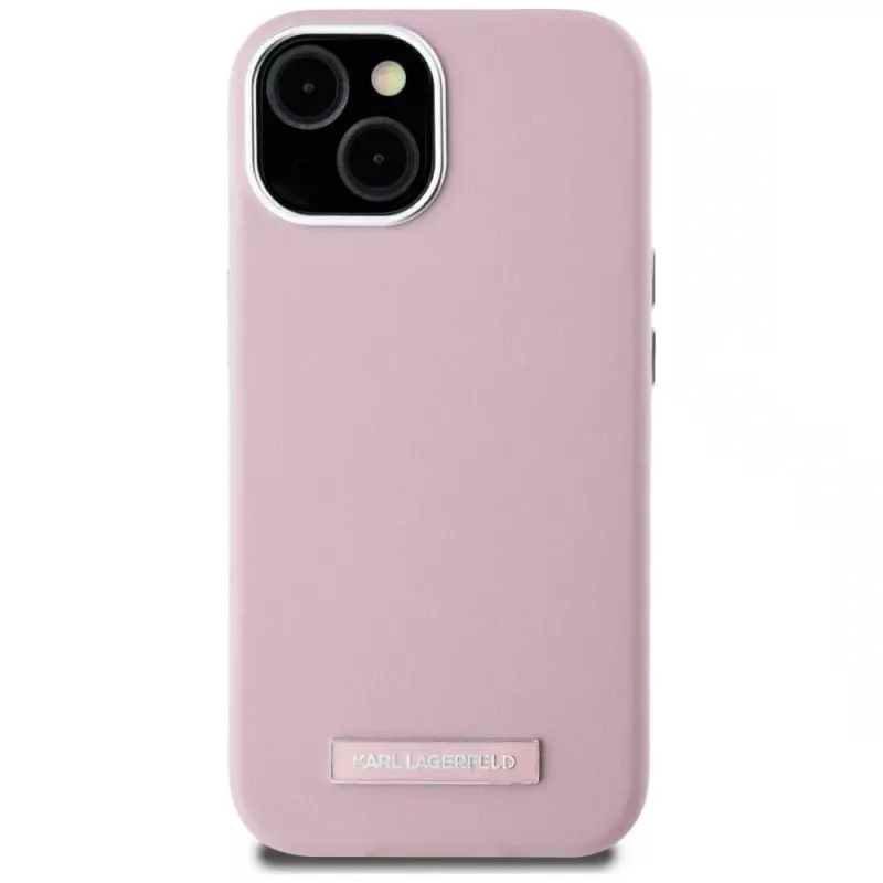 KARL LAGERFELD FW Metal Plate MagSafe -takakansi Apple iPhone 15, pinkki
