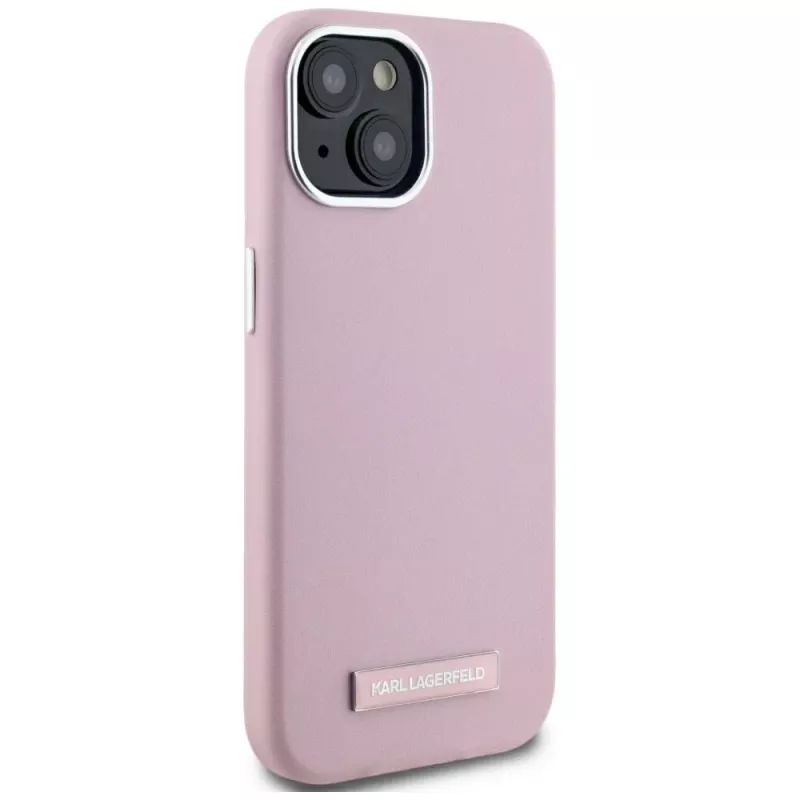 KARL LAGERFELD FW Metal Plate MagSafe -takakansi Apple iPhone 15, pinkki