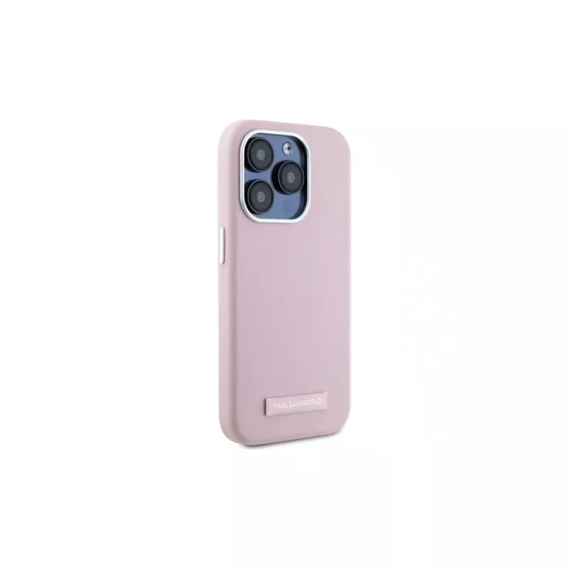 Karl Lagerfeld KLHMP15XPGMSRPP kovakotelo iPhone 15 Pro Max 6,7 inch pinkki metallilevyllä MagSafe
