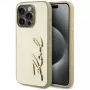 KARL LAGERFELD Wrinkled Metal Signature -kotelo iPhone 15 Pro - kulta