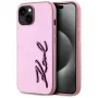 KARL LAGERFELD Wrinkled Metal Signature -takakansi Apple iPhone 15, pinkki