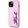 KARL LAGERFELD Wrinkled Metal Signature -takakansi Apple iPhone 15, pinkki