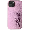 KARL LAGERFELD Wrinkled Metal Signature -takakansi Apple iPhone 15, pinkki