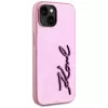 KARL LAGERFELD Wrinkled Metal Signature -takakansi Apple iPhone 15, pinkki