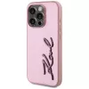 Karl Lagerfeld Wrinkled Metal Signature -kotelo iPhone 15 Pro, pinkki