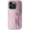 Karl Lagerfeld Wrinkled Metal Signature -kotelo iPhone 15 Pro, pinkki