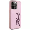 Karl Lagerfeld Wrinkled Metal Signature -kotelo iPhone 15 Pro, pinkki