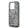 KARL LAGERFELD Liquid Glitter Monogram Gradient -takakansi Apple iPhone 15 Pro, musta
