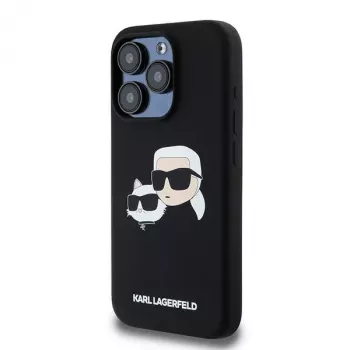 Karl Lagerfeld KLHMP15LSKCHPPLK iPhone 15 Pro 6,1 musta kovakotelo silikoni Karl & Choupette MagSafe