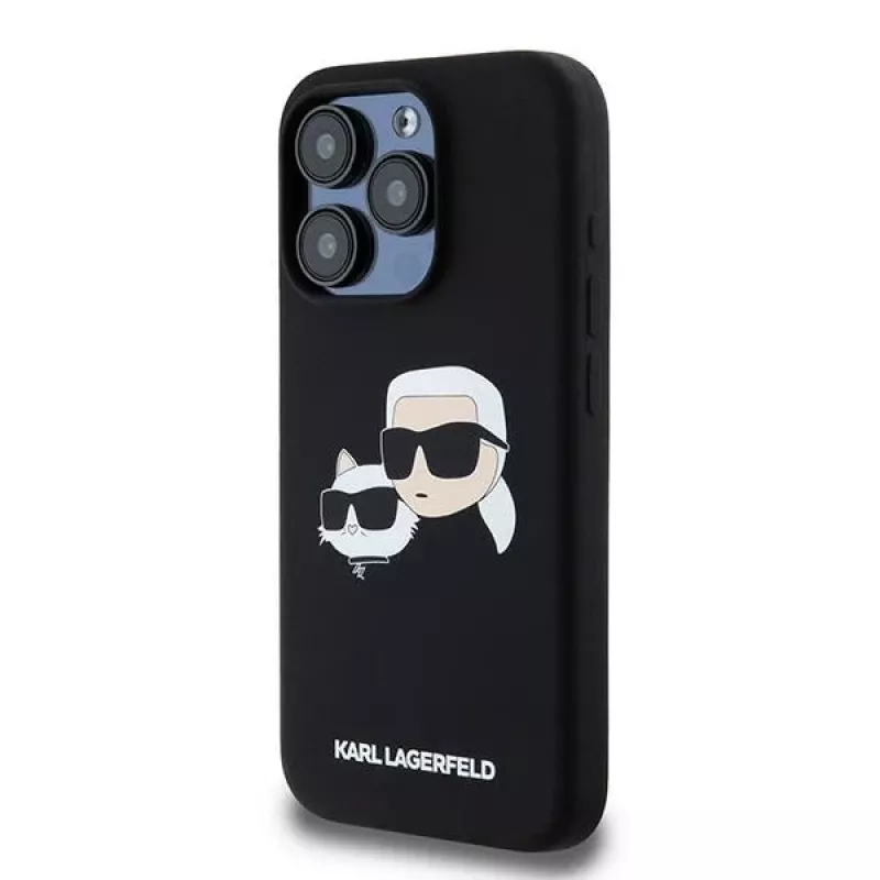 Karl Lagerfeld KLHMP15LSKCHPPLK iPhone 15 Pro 6,1 musta kovakotelo silikoni Karl & Choupette MagSafe