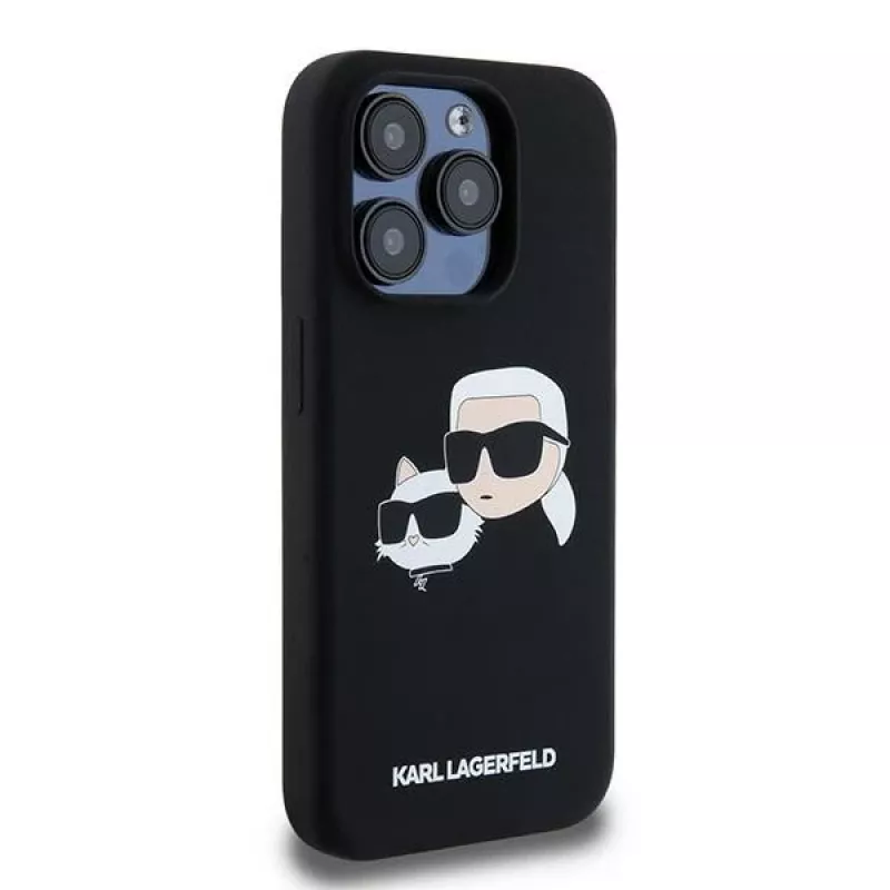 Karl Lagerfeld KLHMP15LSKCHPPLK iPhone 15 Pro 6,1 musta kovakotelo silikoni Karl & Choupette MagSafe
