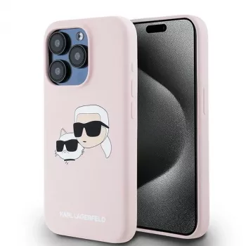 Karl Lagerfeld KLHMP15LSKCHPPLP iPhone 15 Pro 6.1 pinkki kovakotelo silikoni Karl & Choupette MagSafe