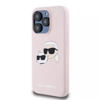 Karl Lagerfeld KLHMP15LSKCHPPLP iPhone 15 Pro 6.1 pinkki kovakotelo silikoni Karl & Choupette MagSafe