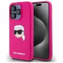 Karl Lagerfeld iPhone 15 Pro 6,1 inch silikoninen hardcase Karl-pääpainatuksella, MagSafe - fuksia