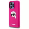 Karl Lagerfeld iPhone 15 Pro 6,1 inch silikoninen hardcase Karl-pääpainatuksella, MagSafe - fuksia