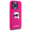 Karl Lagerfeld iPhone 15 Pro 6,1 inch silikoninen hardcase Karl-pääpainatuksella, MagSafe - fuksia
