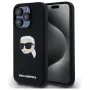 Karl Lagerfeld KLHMP15LSKHPPLK iPhone 15 Pro 6,1 inch musta hardcase silikoni Karl-pääpainatus MagSafe
