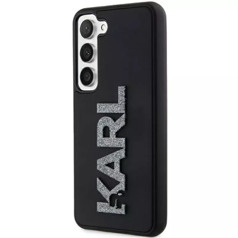 Karl Lagerfeld KLHCS24S3DMBKCK kova kotelo Samsung Galaxy S24, musta, 3D-kumi Glitter Logo