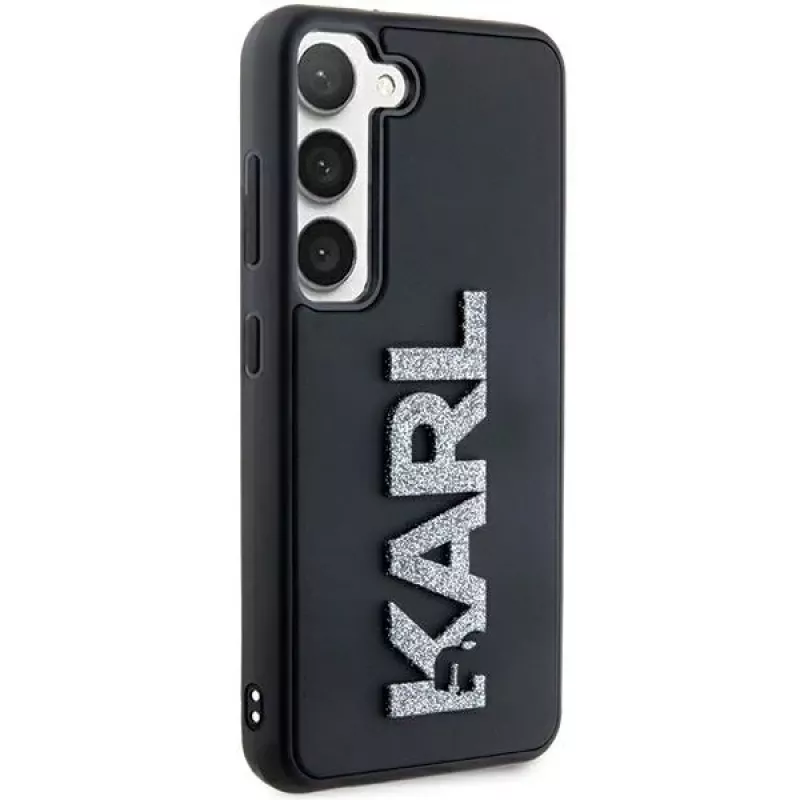 Karl Lagerfeld KLHCS24S3DMBKCK kova kotelo Samsung Galaxy S24, musta, 3D-kumi Glitter Logo