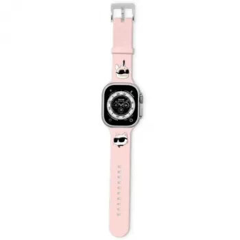 Karl Lagerfeld 3D-kumi Karl & Choupette Heads -ranneke Apple Watch 42/44/45/49 mm pinkki