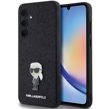 Karl Lagerfeld KLHCSA35GKNPSK A35 A356 musta hardcase Fixed Glitter Ikonik Logo Metal Pin Samsung Galaxy A35 5G