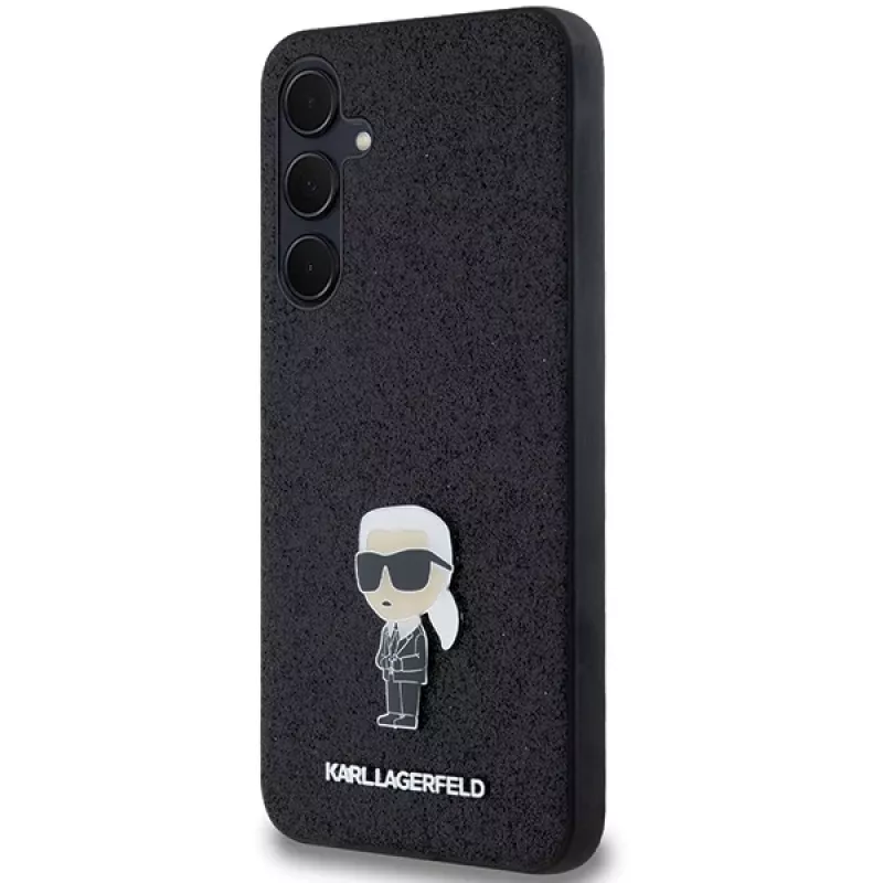 KARL LAGERFELD Ikonik kova kotelo Samsung Galaxy A55 5G - musta glitter metallipin