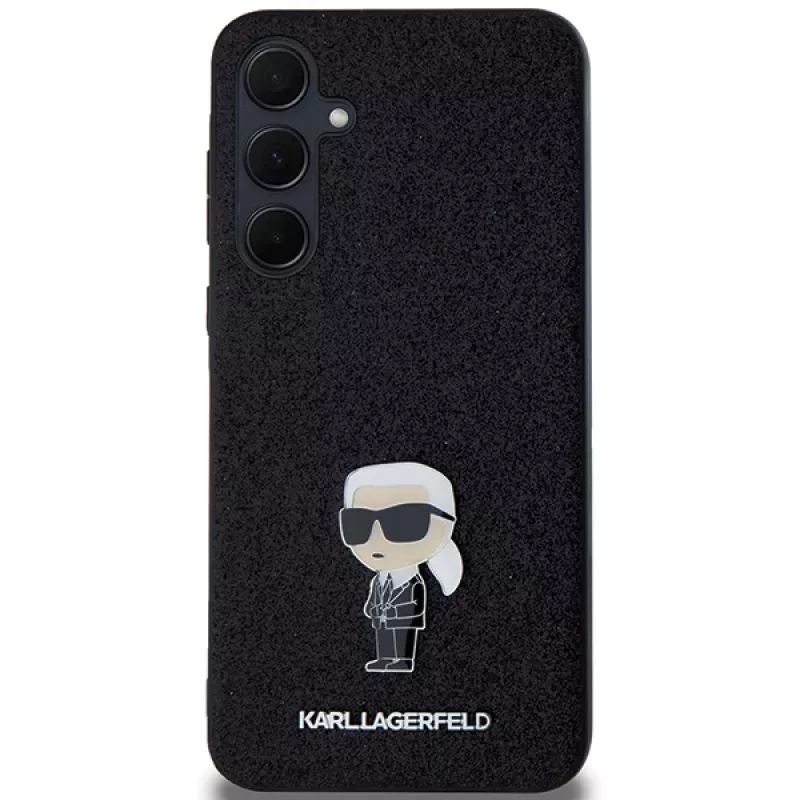 KARL LAGERFELD Ikonik kova kotelo Samsung Galaxy A55 5G - musta glitter metallipin