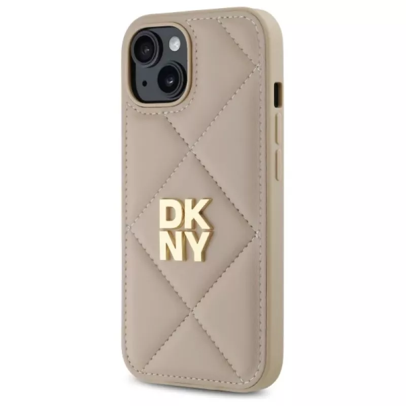 DKNY DKHCP15SPQDSLE Quilted Stack Logo kotelo iPhone 15 6,1 inch beige