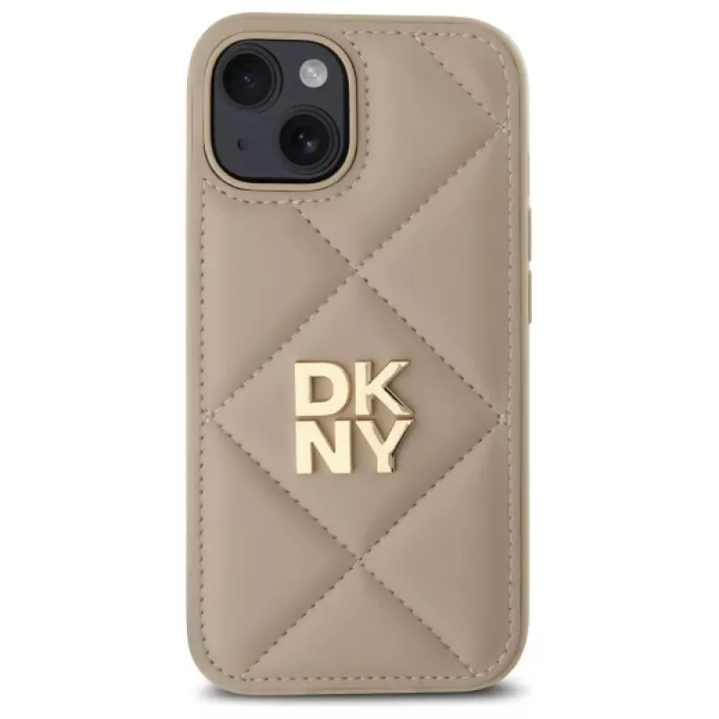 DKNY DKHCP15SPQDSLE Quilted Stack Logo kotelo iPhone 15 6,1 inch beige