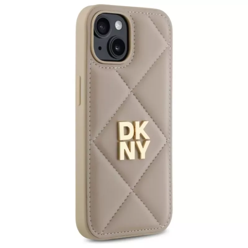 DKNY DKHCP15SPQDSLE Quilted Stack Logo kotelo iPhone 15 6,1 inch beige
