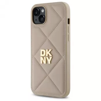 DKNY DKHCP15MPQDSLE Quilted Stack Logo takakansi iPhone 15 Plus - beige