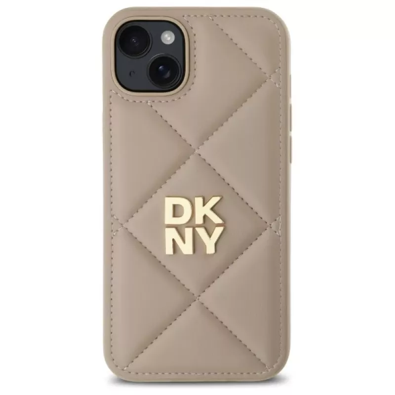 DKNY DKHCP15MPQDSLE Quilted Stack Logo takakansi iPhone 15 Plus - beige