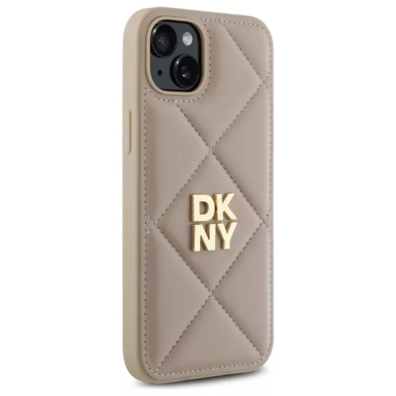DKNY DKHCP15MPQDSLE Quilted Stack Logo takakansi iPhone 15 Plus - beige
