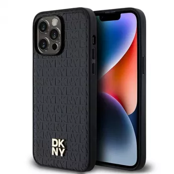 DKNY DKHMP13XPSHRPSK iPhone 13 Pro Max 6.7 musta hardcase nahka kuvioitu metallilogo MagSafe