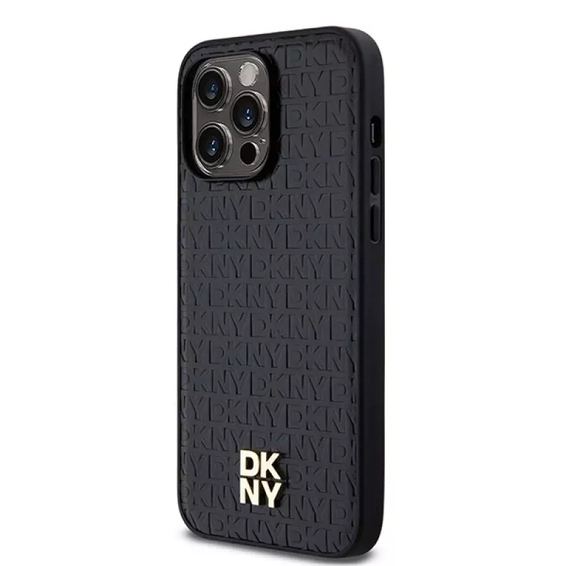 DKNY DKHMP14XPSHRPSK iPhone 14 Pro Max 6.7 hardcase nahka monogrammikuvio metallilogo MagSafe musta