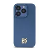 DKNY DKHMP15LPSHRPSB iPhone 15 Pro 6.1 sininen hardcase nahka monogrammikuvio metallilogo MagSafe