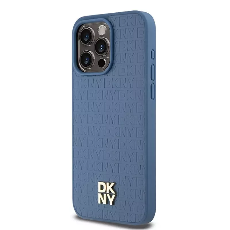 DKNY DKHMP15XPSHRPSB hardcase nahka monogrammikuvio metallilogo MagSafe iPhone 15 Pro Max 6.7 sininen