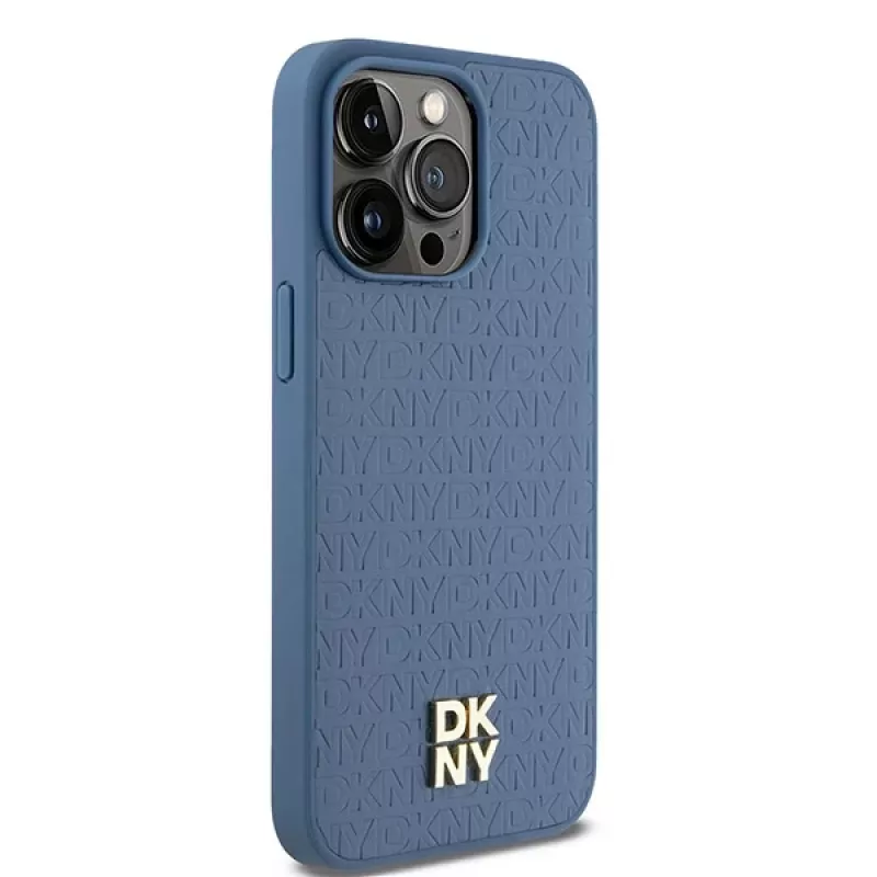 DKNY DKHMP15XPSHRPSB hardcase nahka monogrammikuvio metallilogo MagSafe iPhone 15 Pro Max 6.7 sininen