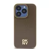 DKNY DKHMP15LPSHRPSW iPhone 15 Pro 6.1 ruskea hardcase nahka monogrammikuvio metallilogo MagSafe