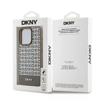 DKNY DKHMP15XPSOSPW hardcase nahka printtikuvio metallilogo MagSafe iPhone 15 Pro Max 6,7