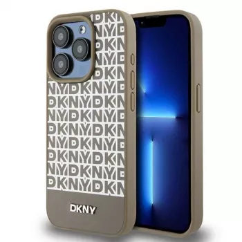 DKNY DKHMP15XPSOSPW hardcase nahka printtikuvio metallilogo MagSafe iPhone 15 Pro Max 6,7