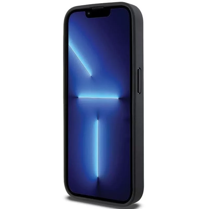 DKNY DKHMP15XPSOSPK hardcase nahka printtikuvio metallilogo MagSafe iPhone 15 Pro Max 6.7 musta