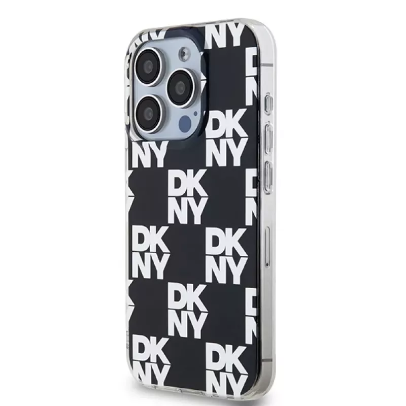 DKNY DKHCP15LHDLCEK kova suojakuori Apple iPhone 15 Pro 6,1 -puhelimelle, musta, IML Checkered Mono Pattern