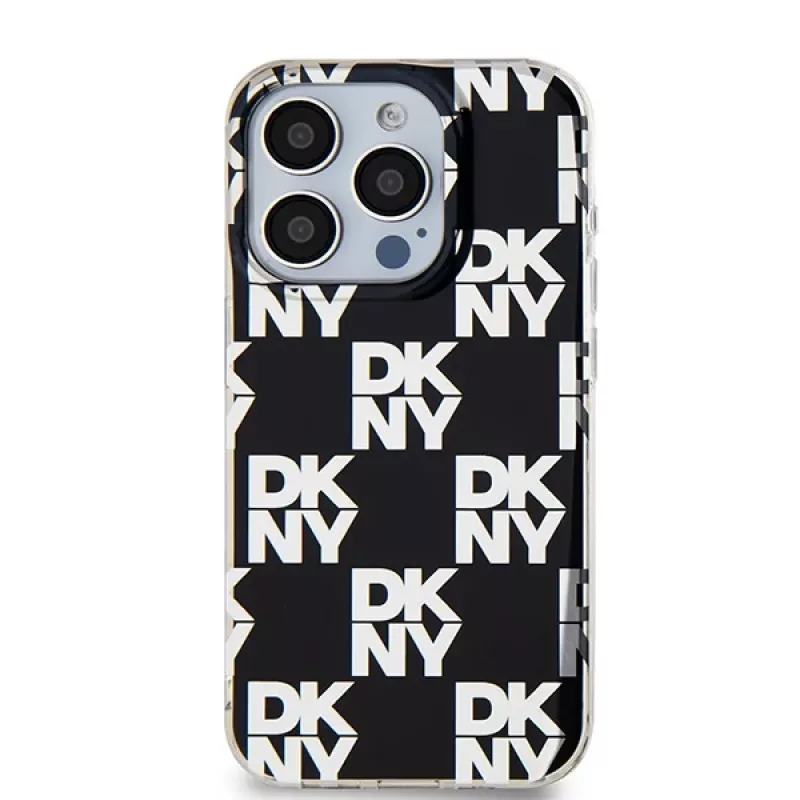 DKNY DKHCP15LHDLCEK kova suojakuori Apple iPhone 15 Pro 6,1 -puhelimelle, musta, IML Checkered Mono Pattern