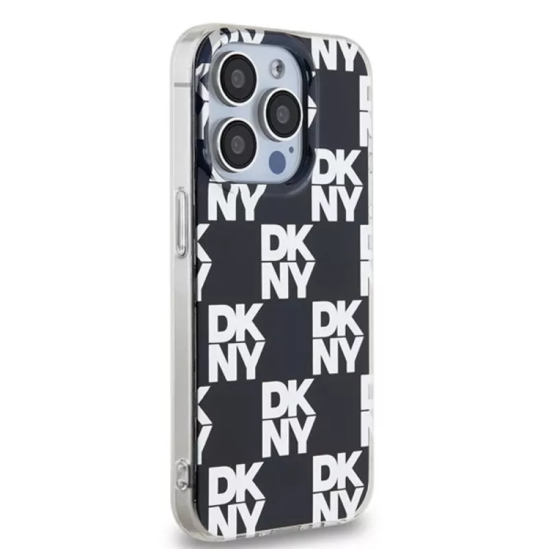 DKNY DKHCP15LHDLCEK kova suojakuori Apple iPhone 15 Pro 6,1 -puhelimelle, musta, IML Checkered Mono Pattern