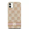 DKNY DKHMN61HCPTSP Hard Case iPhone 11 / XR 6,1 inch pinkki ruudullinen mono-kuvio & painetut raidat MagSafe