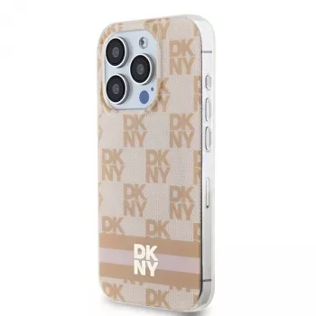 DKNY DKHMP13LHCPTSP Hard Case Apple iPhone 13 Pro / 13 -suojakotelo, pinkki Checkered Mono Pattern & Printed Stripes, MagSafe