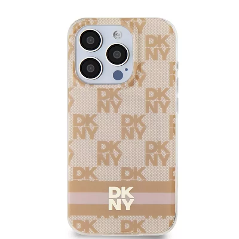 DKNY DKHMP13LHCPTSP Hard Case Apple iPhone 13 Pro / 13 -suojakotelo, pinkki Checkered Mono Pattern & Printed Stripes, MagSafe