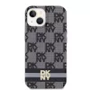 DKNY DKHMP14SHCPTSK Hard Case iPhone 14/15 -suojakotelo, ruudullinen monokuvio & painetut raidat, musta, MagSafe